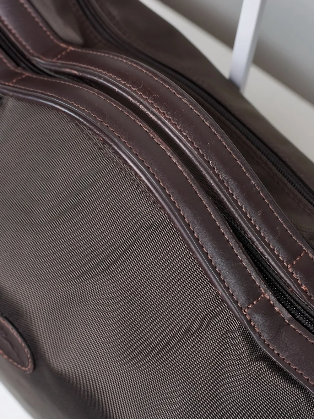 Longchamp Dark Olive Nylon Leather Large Messenger Laptop Travel Shoulder Bag
